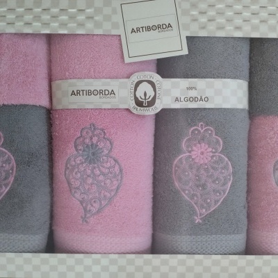 JOGO TOALHAS FELPO ELEGANCE 360 Grs M2 (6 Pcs), Corações