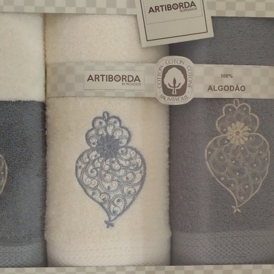 JOGO TOALHAS FELPO ELEGANCE 360 Grs M2 (6 Pcs), Corações