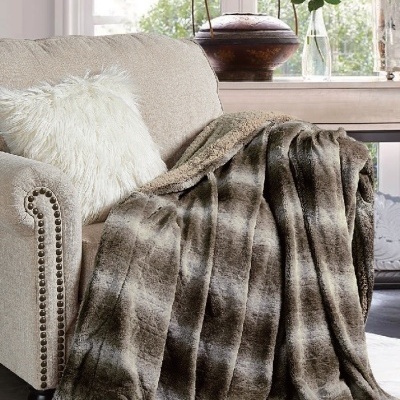 Manta Velur e pelo de borrego (sherpa) Riscas Belmanta