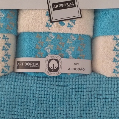 JOGO TOALHAS FELPO C/ TAPETE BANHO ELEGANCE 360 Grs M2 (6 Pcs), REF 1