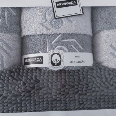 JOGO TOALHAS FELPO C/ TAPETE BANHO ELEGANCE 360 Grs M2 (6 Pcs), REF 1