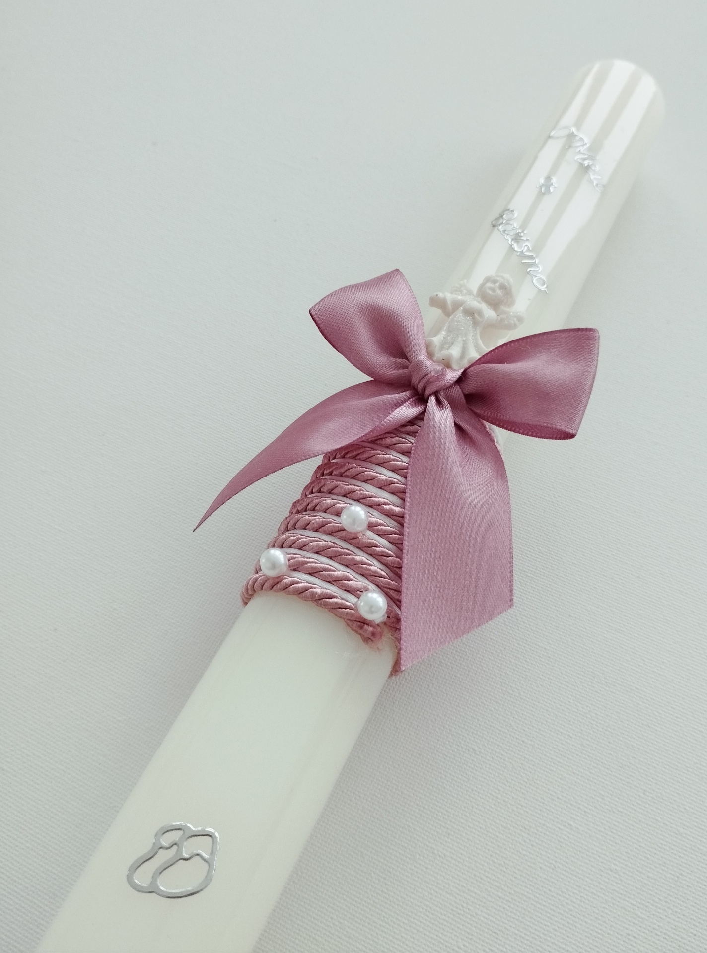 Vela Batismo Redonda Rosa Velho Vela Batismo Redonda Rosa Velho