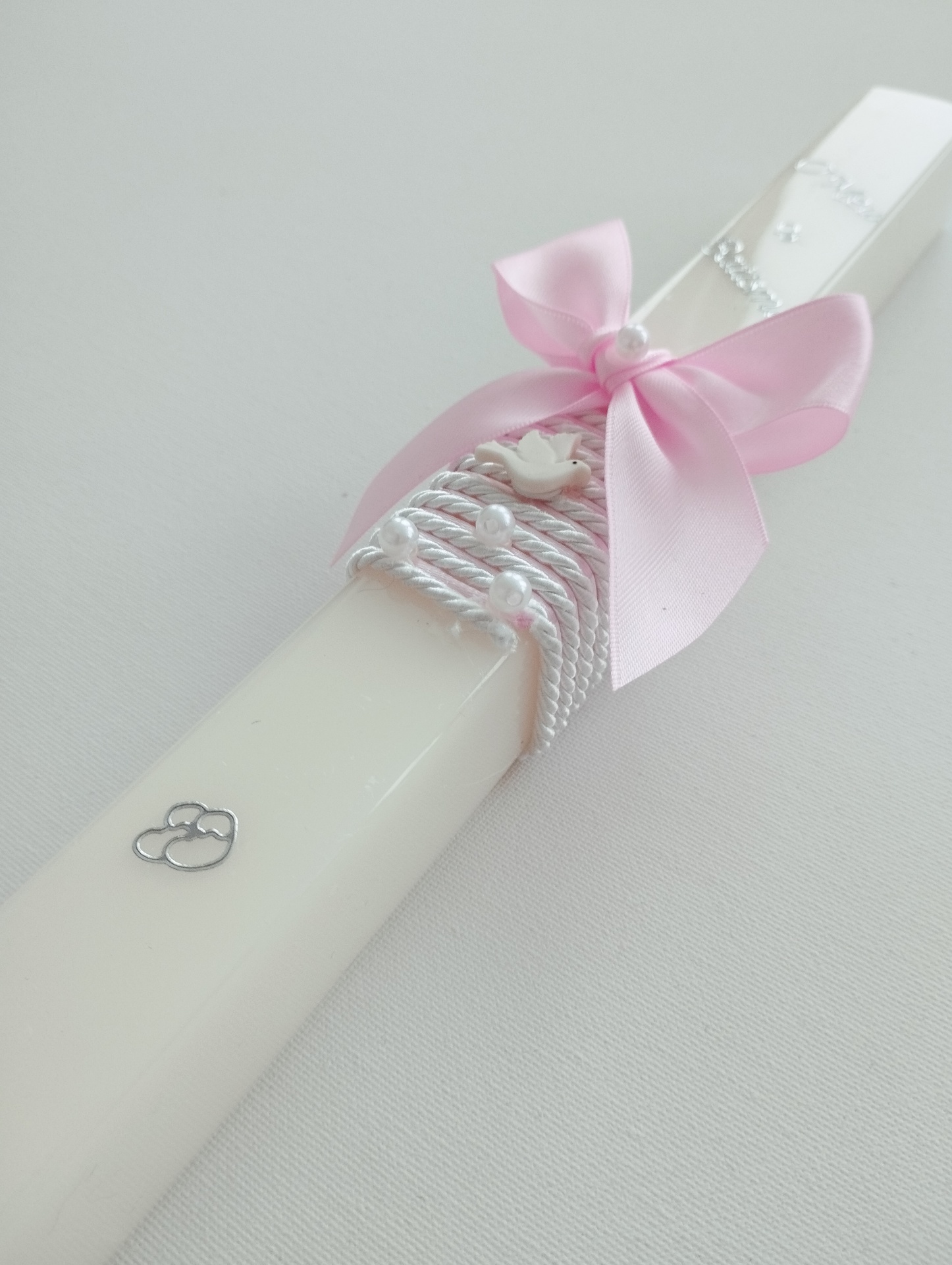 Vela Batismo Quadrada Rosa Vela Batismo Quadrada Rosa