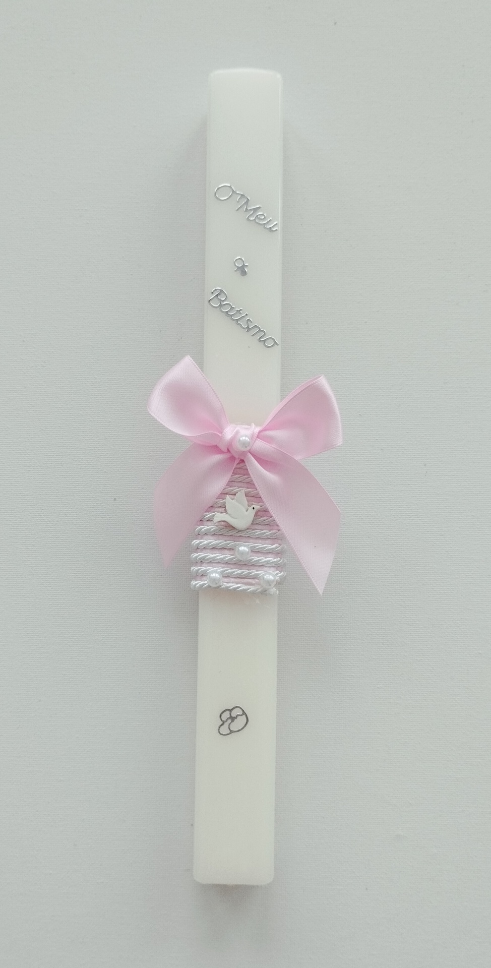 Vela Batismo Quadrada Rosa Vela Batismo Quadrada Rosa