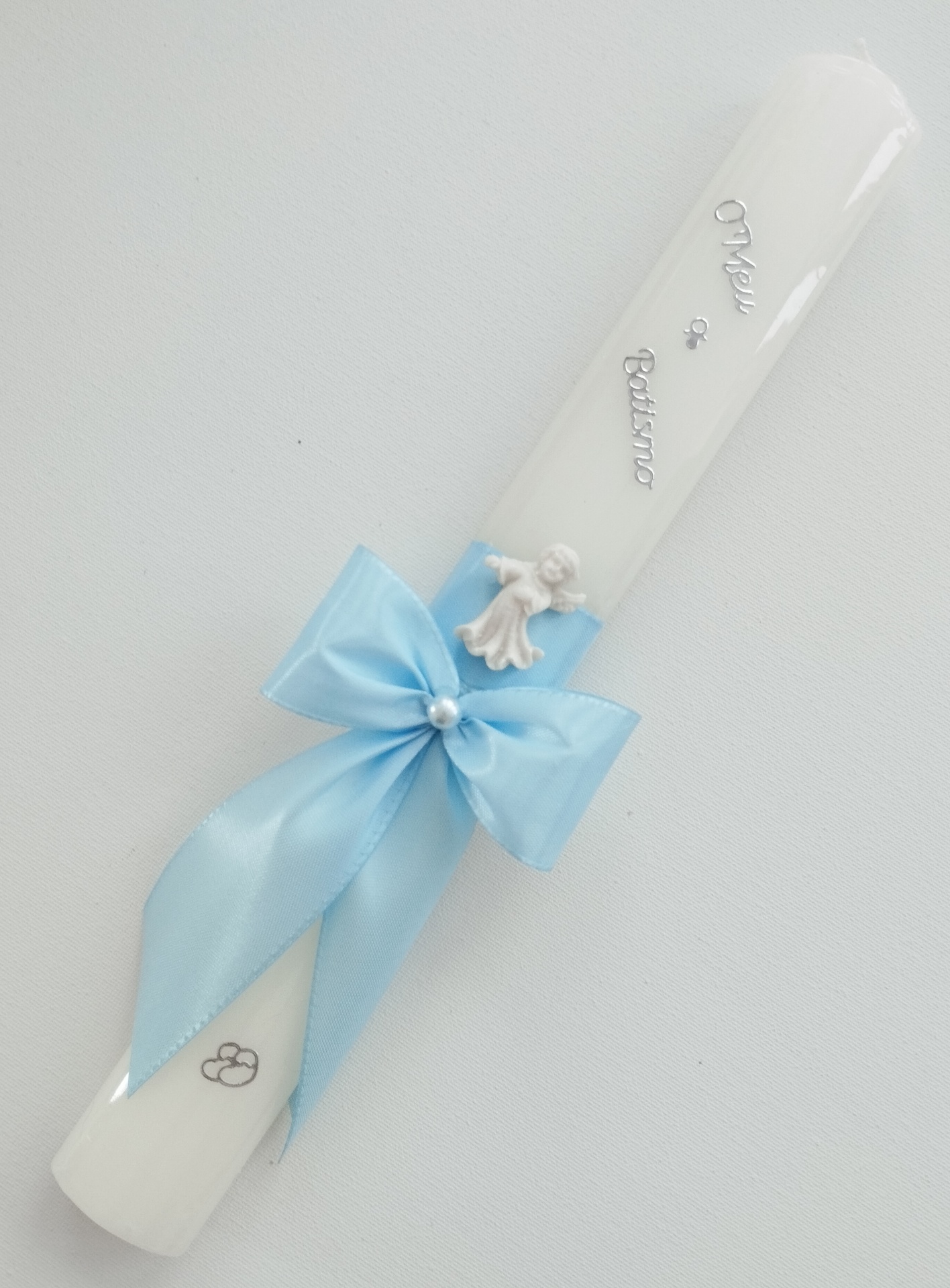 Vela Batismo Oval Azul Vela Batismo Oval Azul