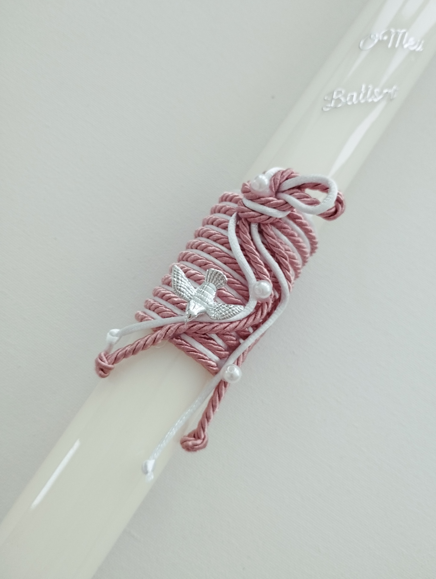 Vela Batismo Redonda Rosa Velho Vela Batismo Redonda Rosa Velho