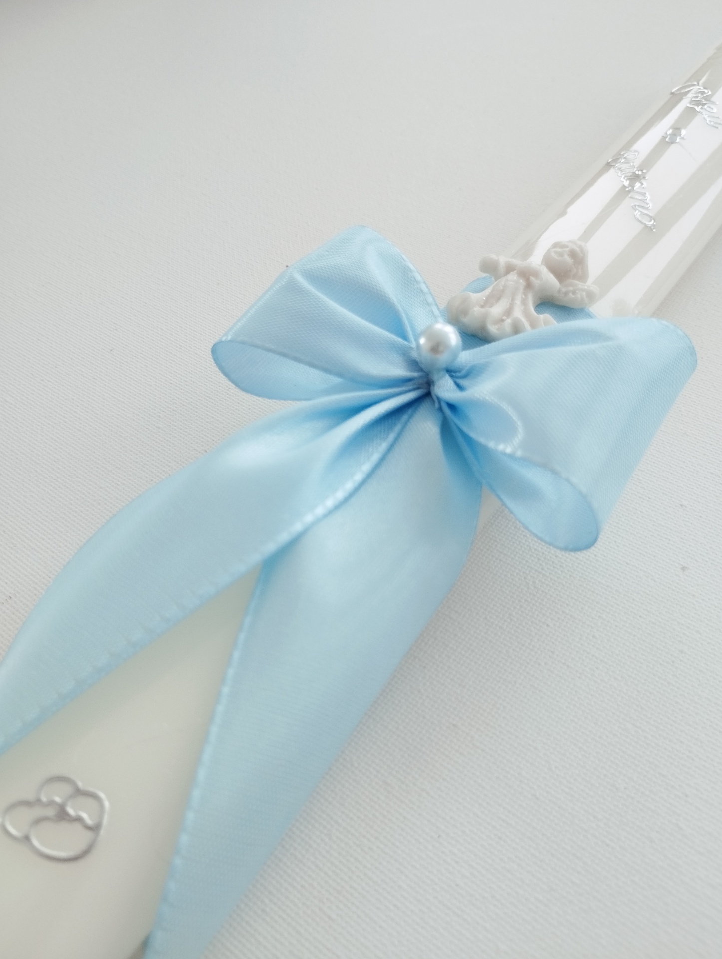 Vela Batismo Oval Azul Vela Batismo Oval Azul