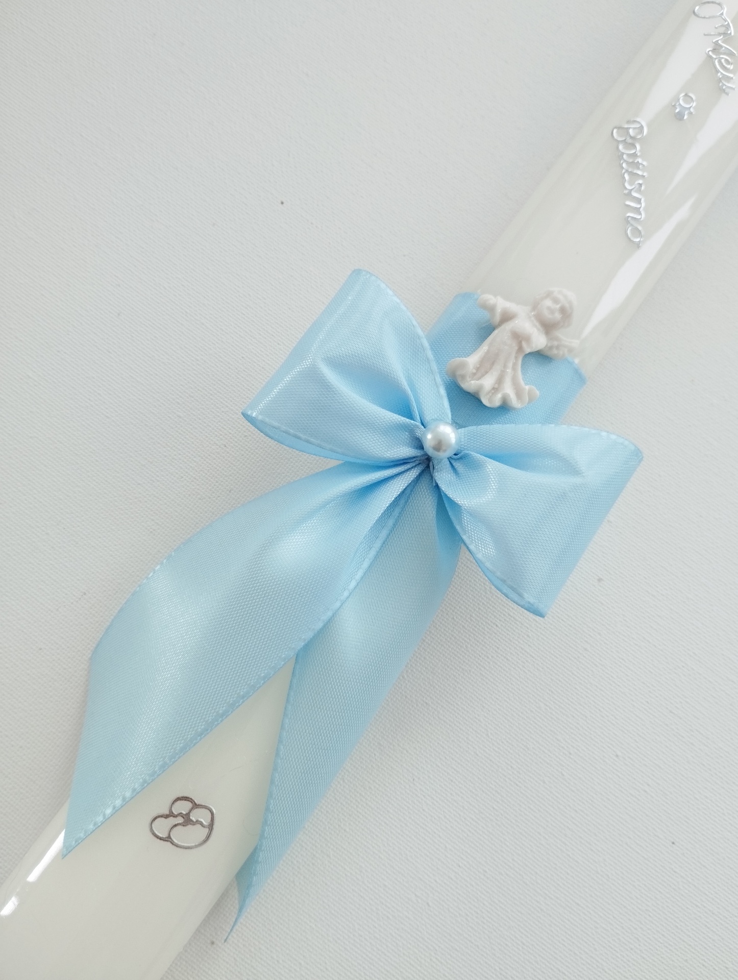 Vela Batismo Oval Azul Vela Batismo Oval Azul