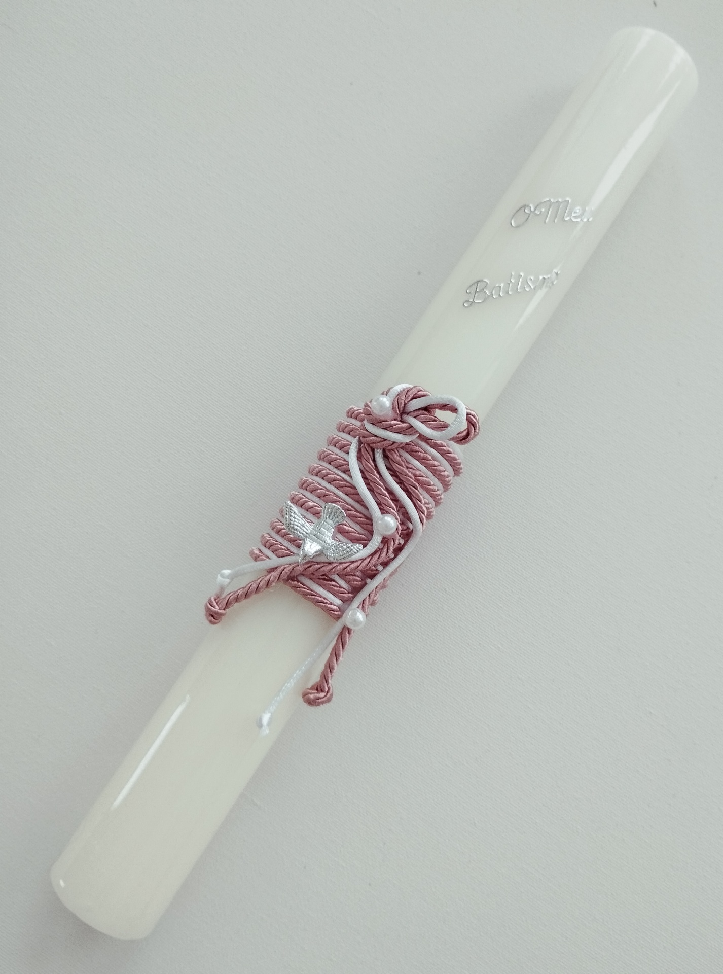 Vela Batismo Redonda Rosa Velho Vela Batismo Redonda Rosa Velho