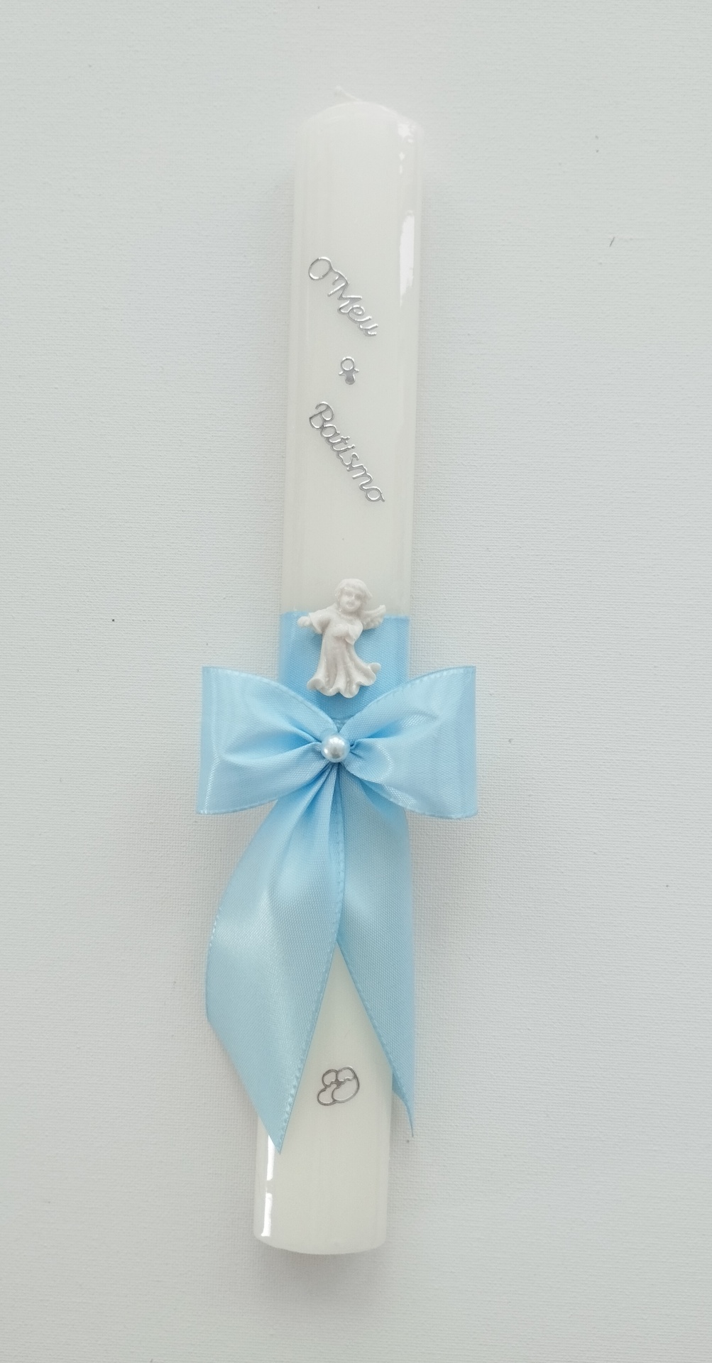 Vela Batismo Oval Azul Vela Batismo Oval Azul