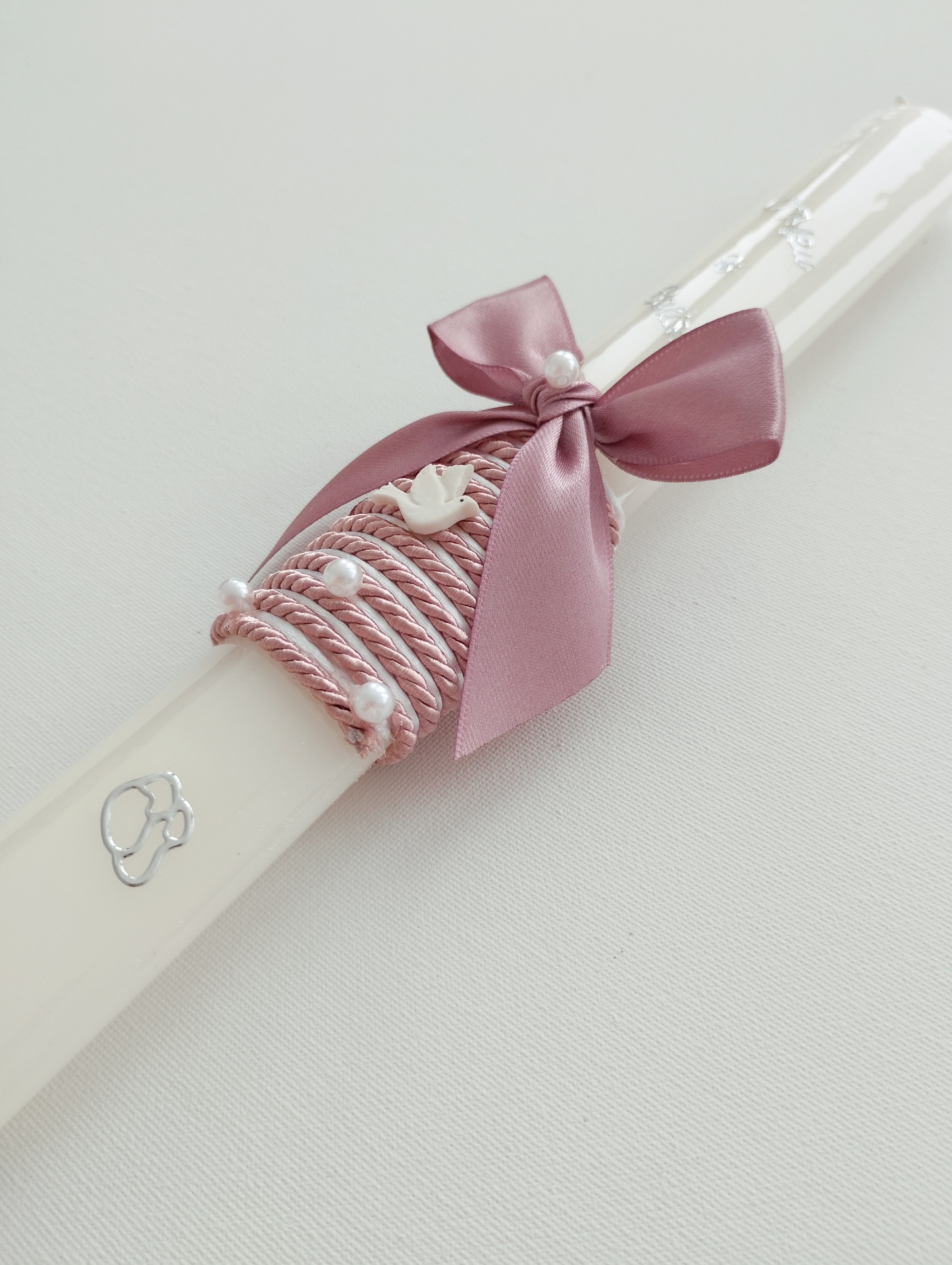 Vela Batismo Oval Rosa velho