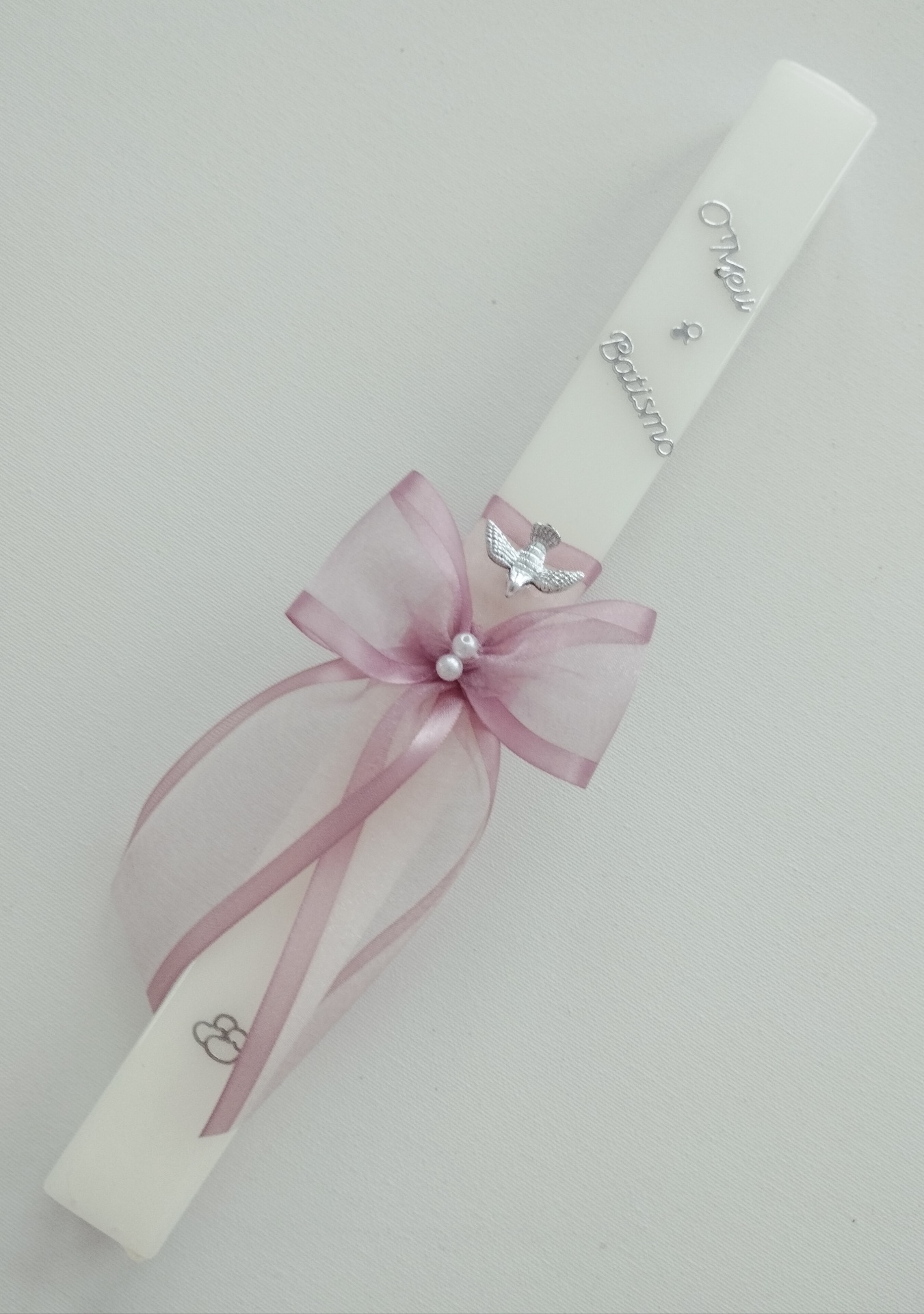 Vela Batismo Quadrada Rosa Velho Vela Batismo Quadrada Rosa Velho