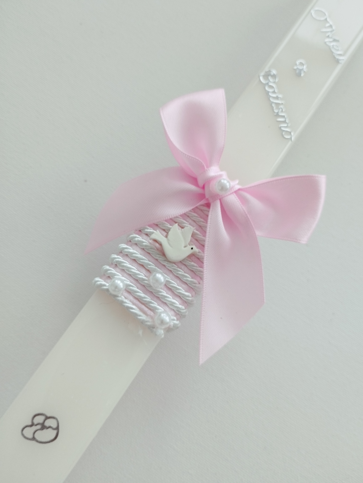 Vela Batismo Quadrada Rosa Vela Batismo Quadrada Rosa