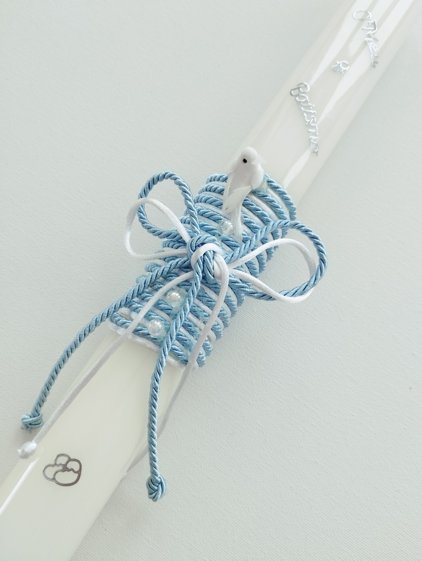 Vela Batismo Redonda Azul Vela Batismo Redonda Azul