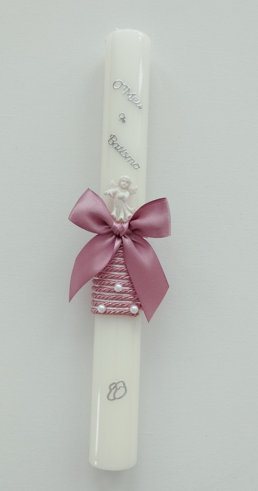 Vela Batismo Redonda Rosa Velho Vela Batismo Redonda Rosa Velho