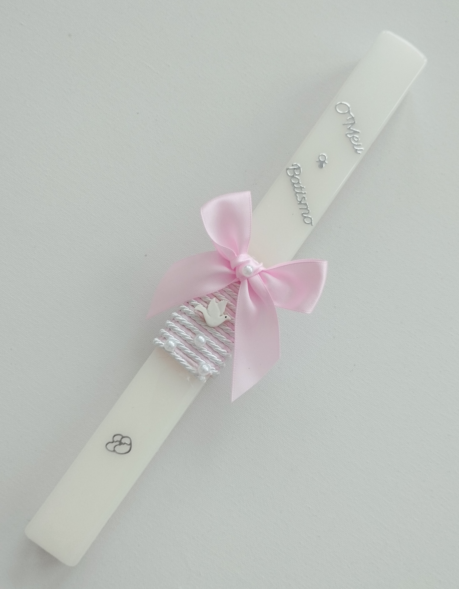 Vela Batismo Quadrada Rosa Vela Batismo Quadrada Rosa