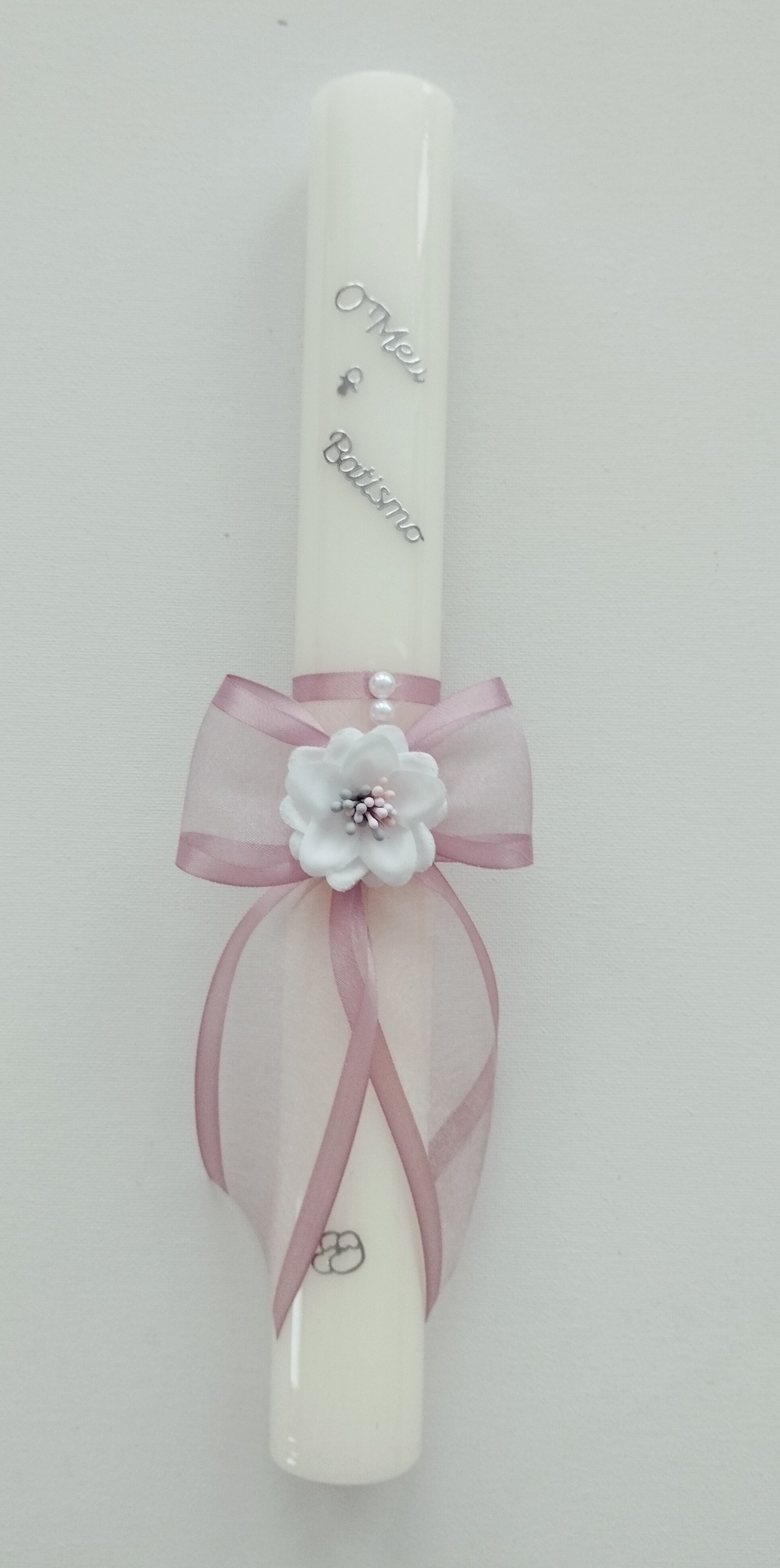 Vela Batismo Redonda Rosa Velho Vela Batismo Redonda Rosa Velho