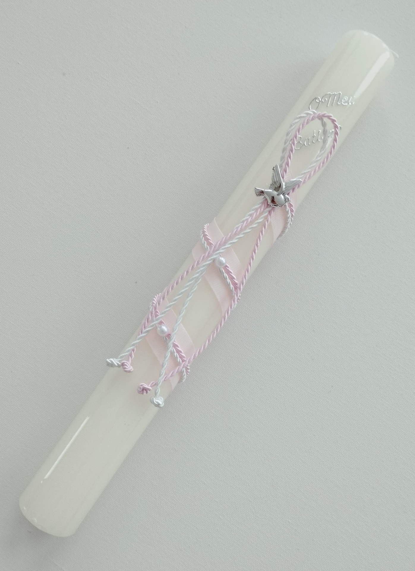 Vela Batismo Redonda Rosa Bebé Vela Batismo Redonda Rosa Bebé