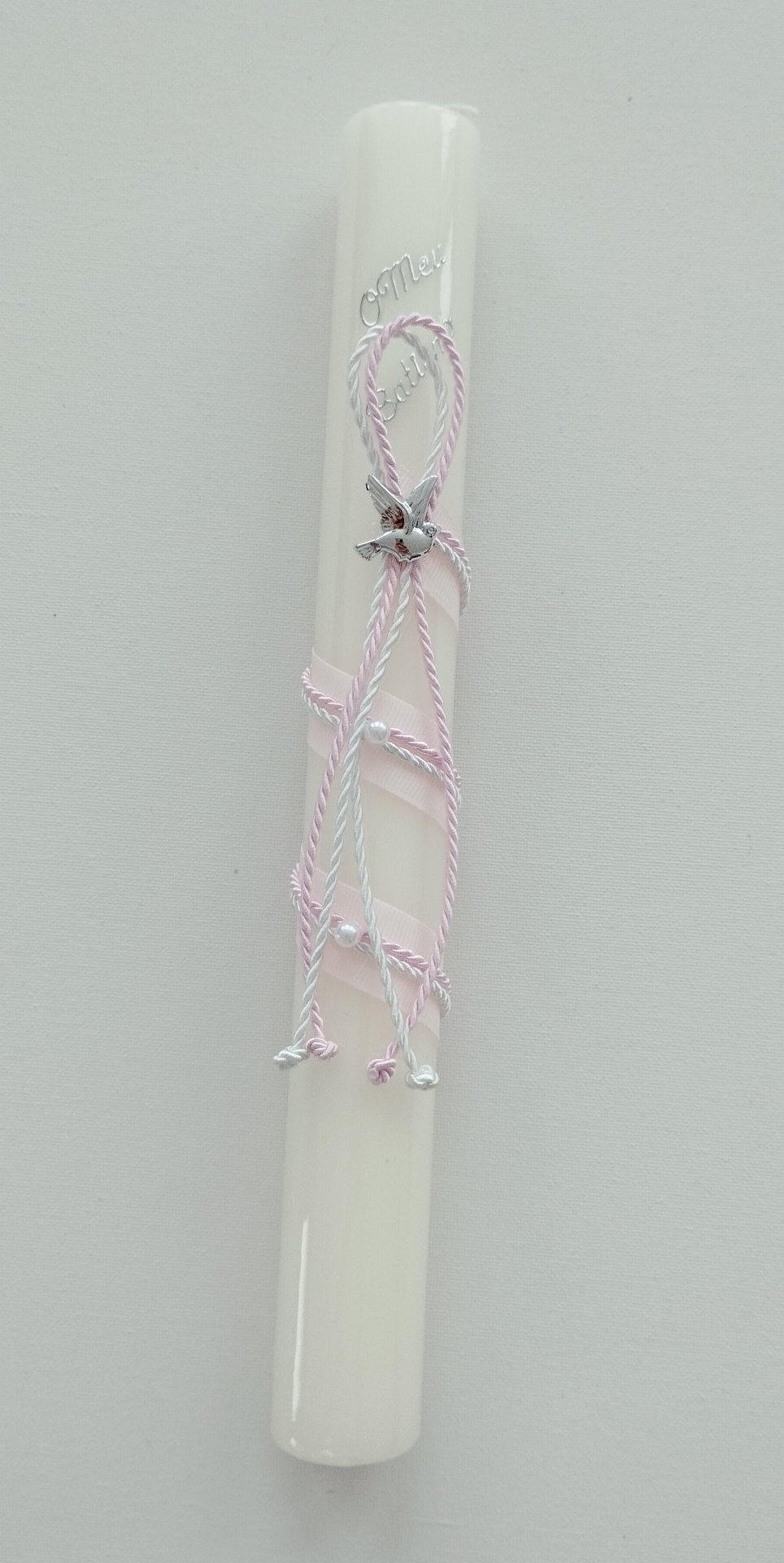 Vela Batismo Redonda Rosa Bebé Vela Batismo Redonda Rosa Bebé