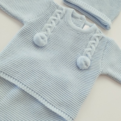 Conjunto em malha para bebé Azul Bebé Conjunto em malha para bebé Azul Bebé