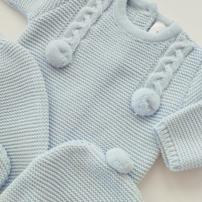 Conjunto em malha para bebé Azul Bebé Conjunto em malha para bebé Azul Bebé