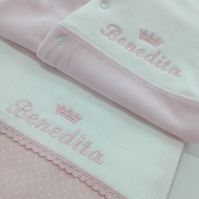 Conjunto Primeira Roupinha Personalizado Rosa Bebé Conjunto Primeira Roupinha Personalizado Rosa Bebé
