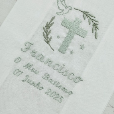 Toalha de Batismo em Linho Personalizada