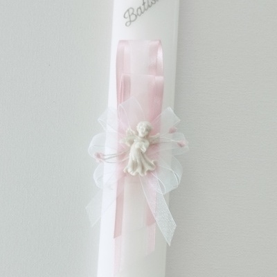 Vela Batismo Oval Rosa