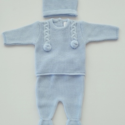 Conjunto em malha para bebé Azul Bebé Conjunto em malha para bebé Azul Bebé