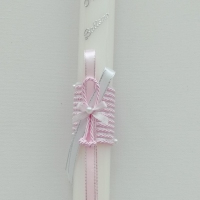 Vela Batismo Redonda Rosa Bebé