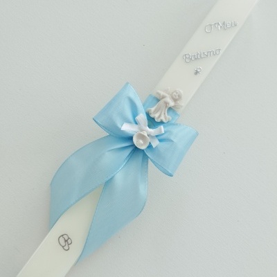 Vela Batismo Quadrada Azul