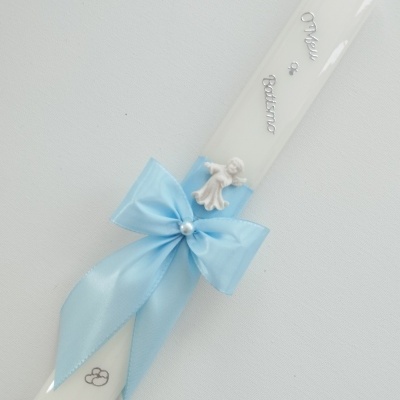 Vela Batismo Oval Azul Vela Batismo Oval Azul