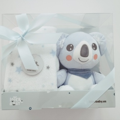 Conjunto de Manta e Peluche para Bebé Koala Azul