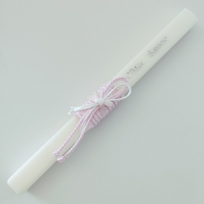 Vela Batismo Quadrada Rosa