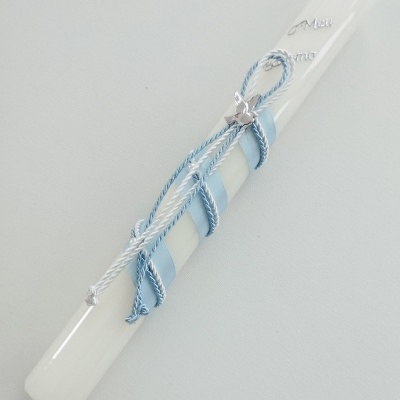Vela Batismo Redonda Azul