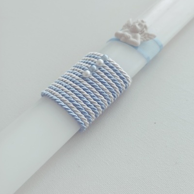 Vela Batismo Oval Azul