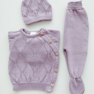 Conjunto em Malha para Bebé   3 Peças