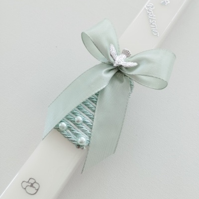 Vela Batismo Quadrada Verde água