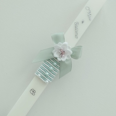 Vela Batismo Quadrada Verde Água