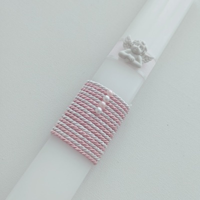 Vela Batismo Oval Rosa Bebé