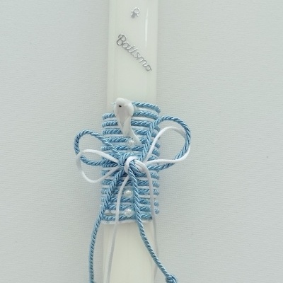 Vela Batismo Redonda Azul