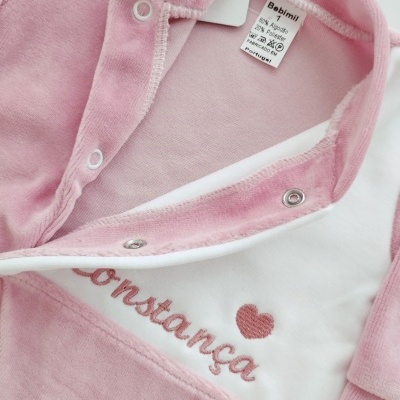 Conjunto Primeira Roupinha Personalizado Rosa velho