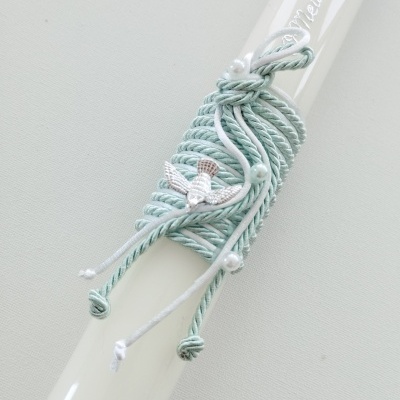 Vela Batismo Redonda Verde água