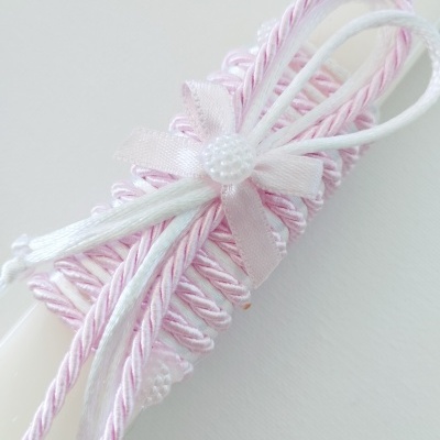 Vela Batismo Quadrada Rosa