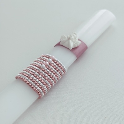 Vela Batismo Oval Rosa Velho