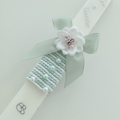 Vela Batismo Quadrada Verde Água