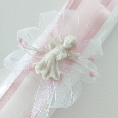 Vela Batismo Oval Rosa