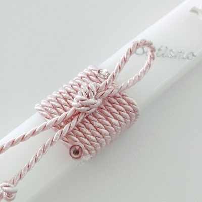 Vela Batismo Quadrada Rosa