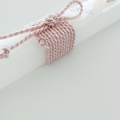 Vela Batismo Quadrada Rosa