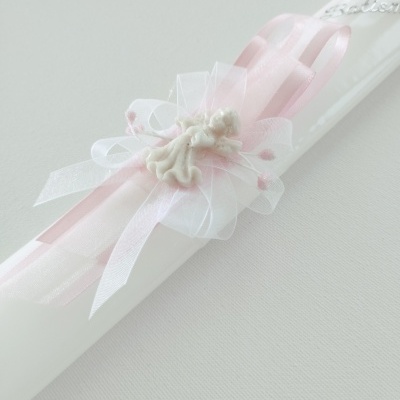 Vela Batismo Oval Rosa